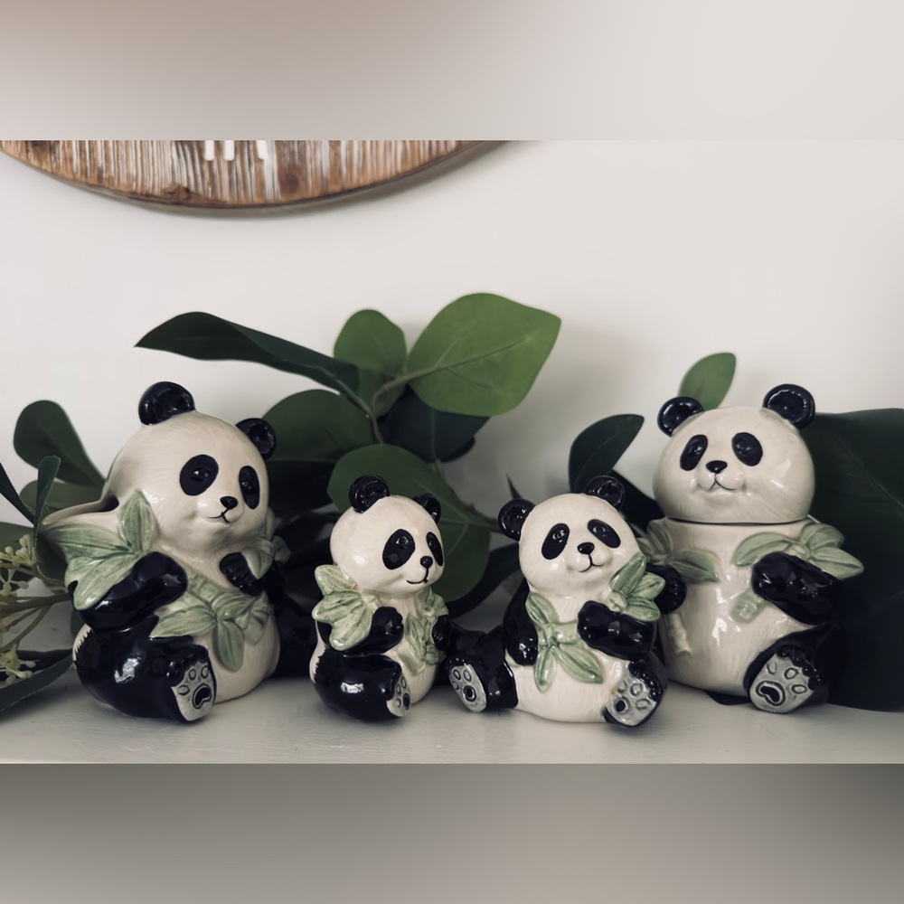 VTG Fitz & Floyd Panda Sugar Creamer Omnibus Taiwan Hand-Painted
